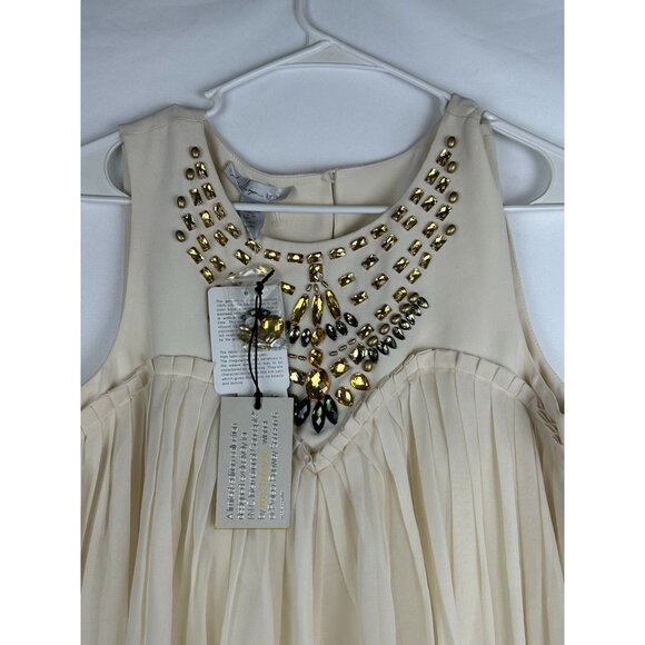 INC Womens Irina Capsule 8 Cream Bejeweled Neckline Sleeveless Dress 100% Silk - Picture 6 of 14
